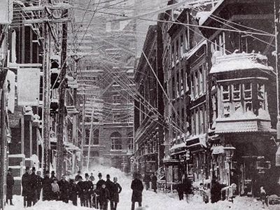 The Great Blizzard of 1888, Madison Avenue and 40th Street, New York ...